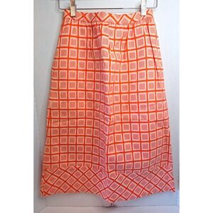 VTG 60s Paulette's Orange Geometric Print Midi Skirt W/Pockets Back Zip SZ XS/S